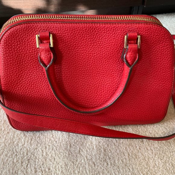 AuthenticTory Burch Robinson Small Red (Kir Royal) Pebbled Leather Satchel - EUC - Picture 4 of 8